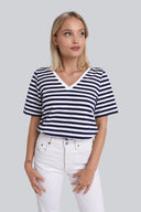 T-shirt Miss Marine V-neck Navy Stripes