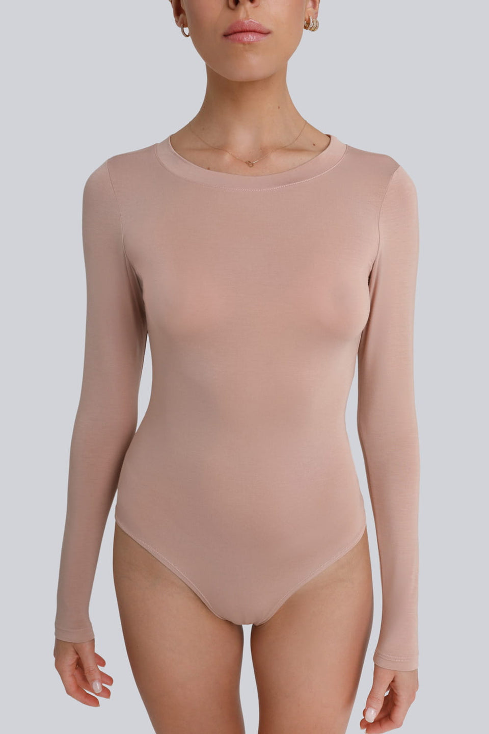 Miss Invisible Long-Sleeved C-Neck Bodysuit – Cappuccino
