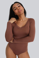 Body Miss Invisible Longsleeve V-neck Chocolate