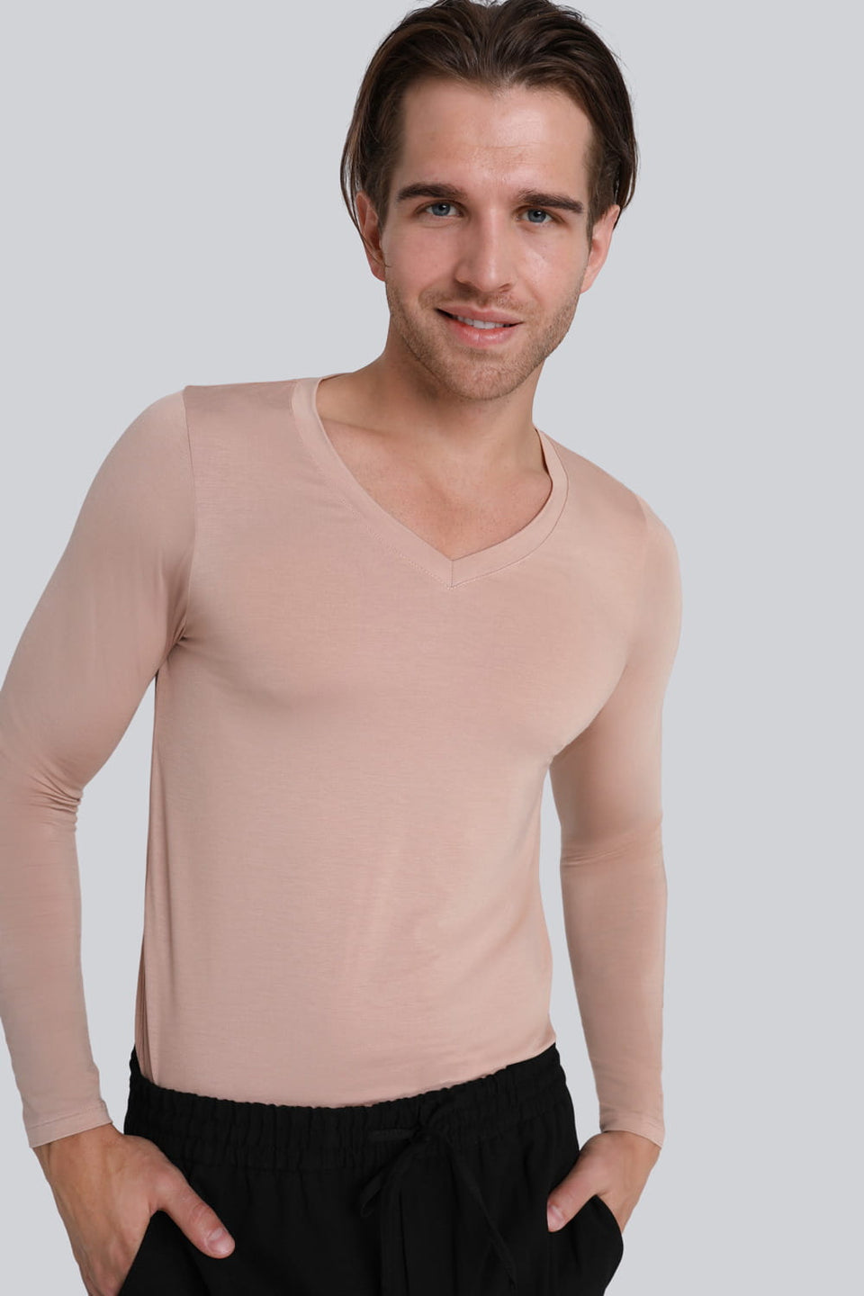 Longsleeve Mr Invisible V-neck Cappuccino