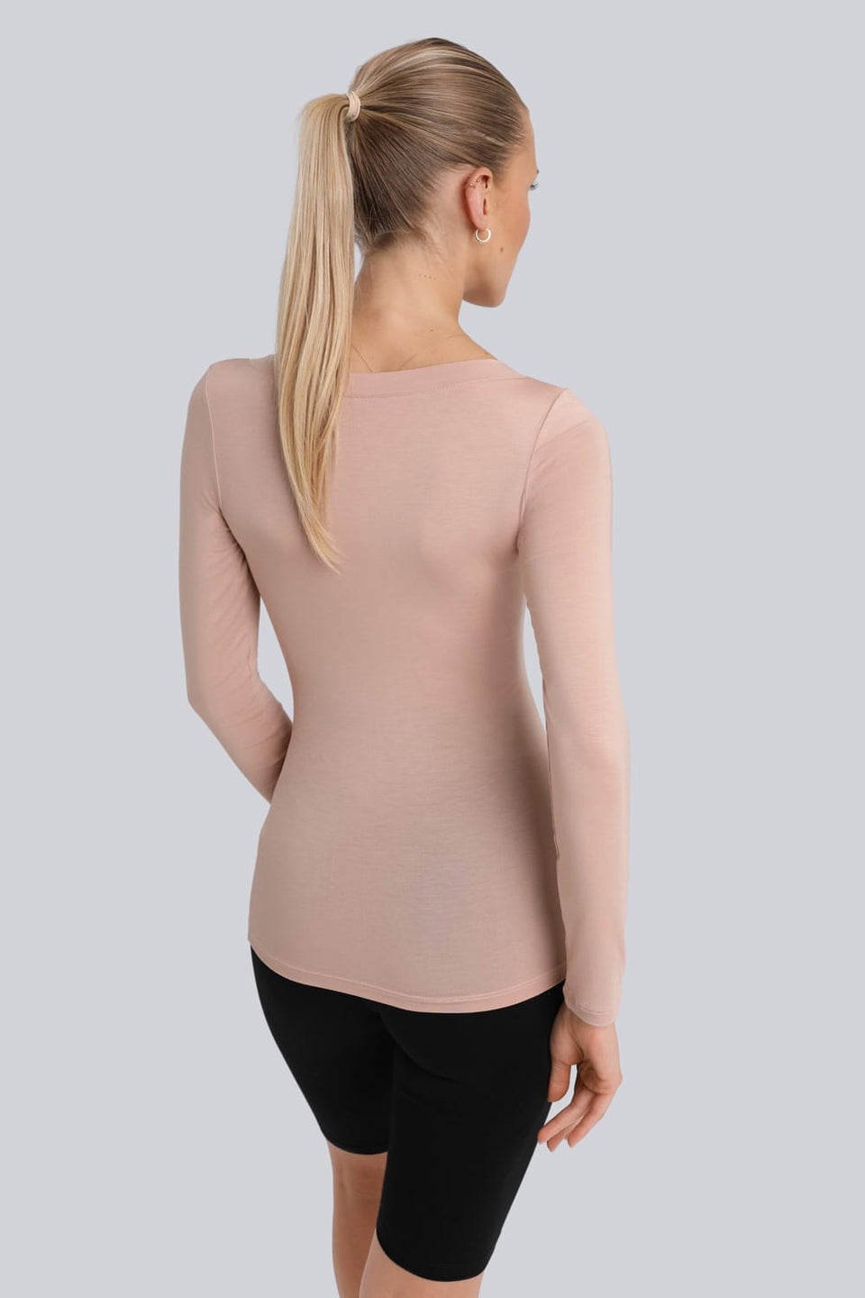 Miss Invisible V-neck long-sleeved top in Cappuccino