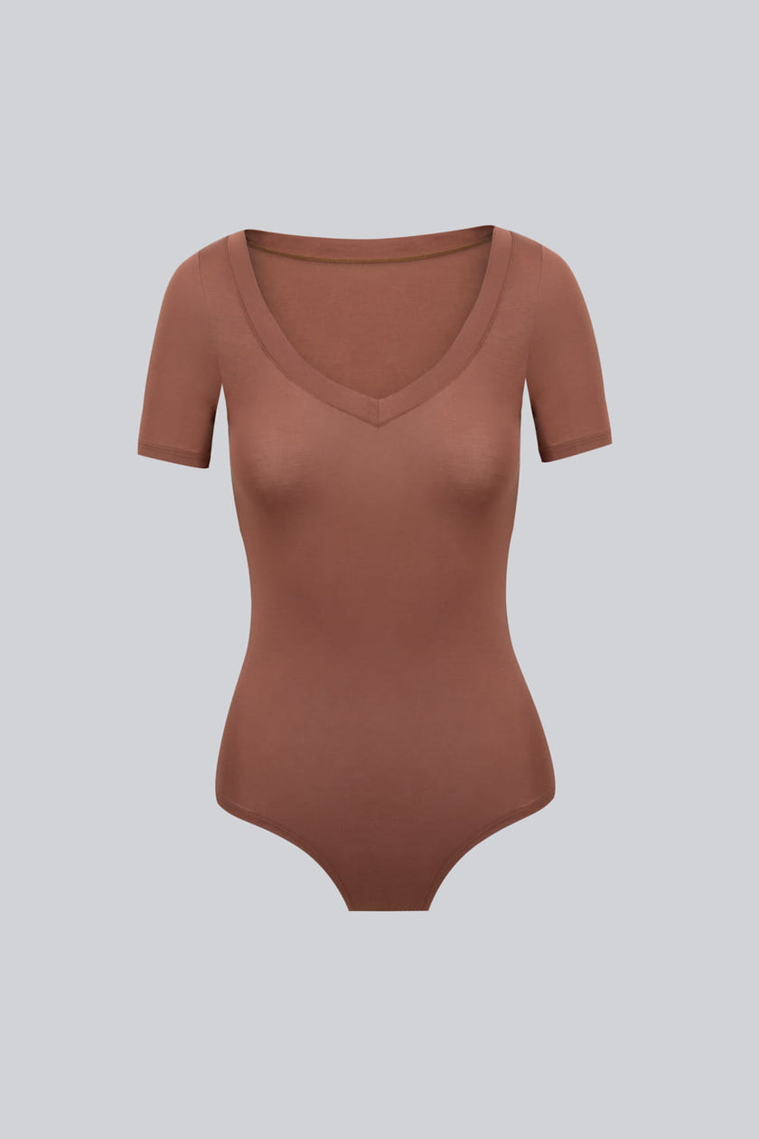 Body Miss Invisible Shortsleeve V-neck Chocolate