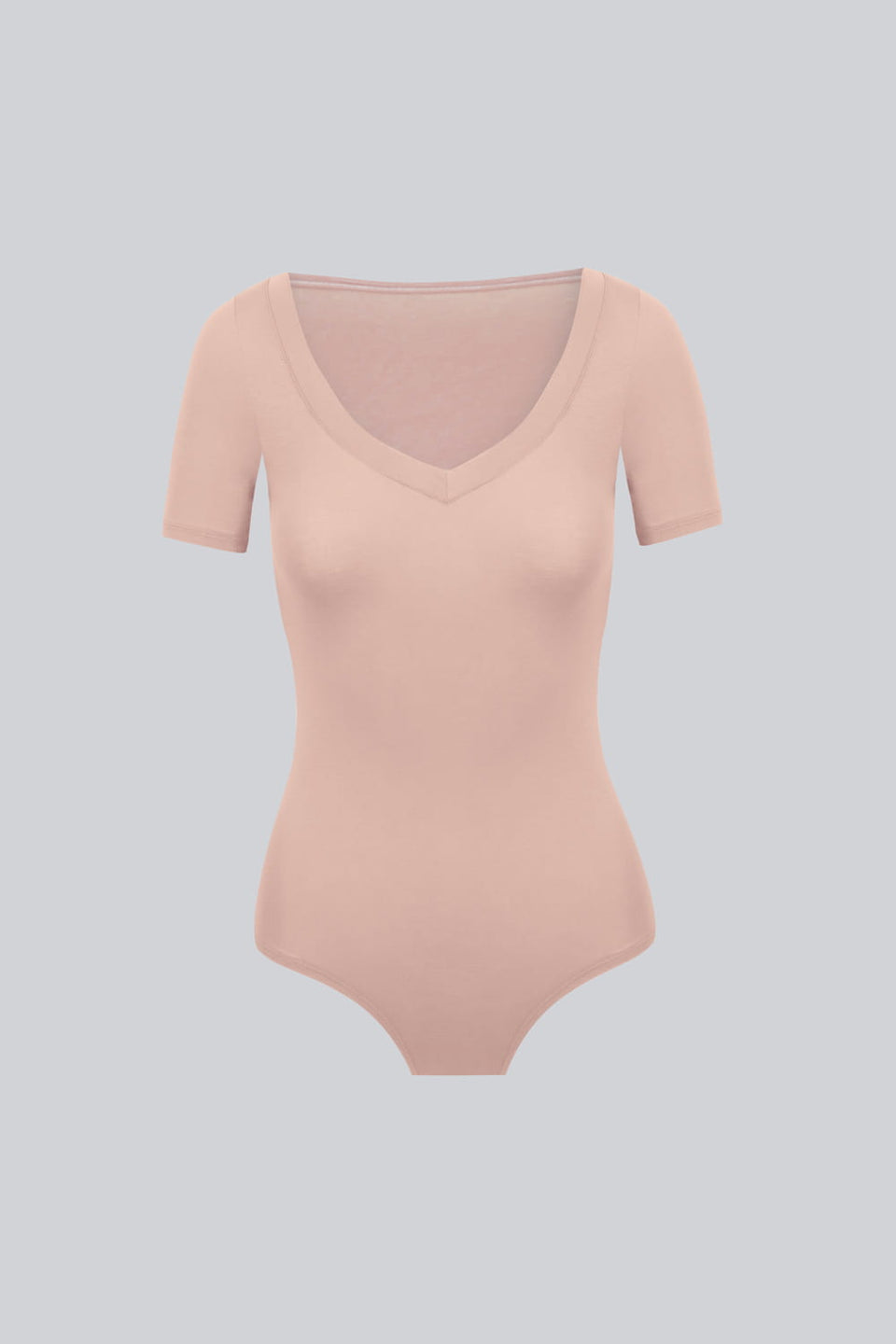Miss Invisible Short-sleeved V-neck Bodysuit in Cappuccino