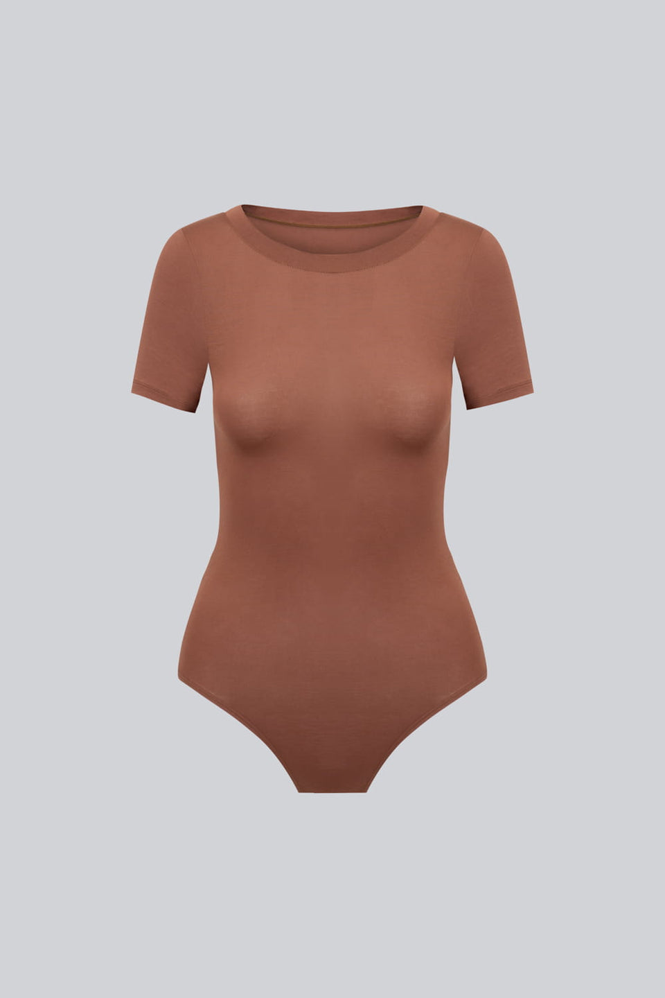 Miss Invisible Short-Sleeved C-Neck Bodysuit – Chocolate