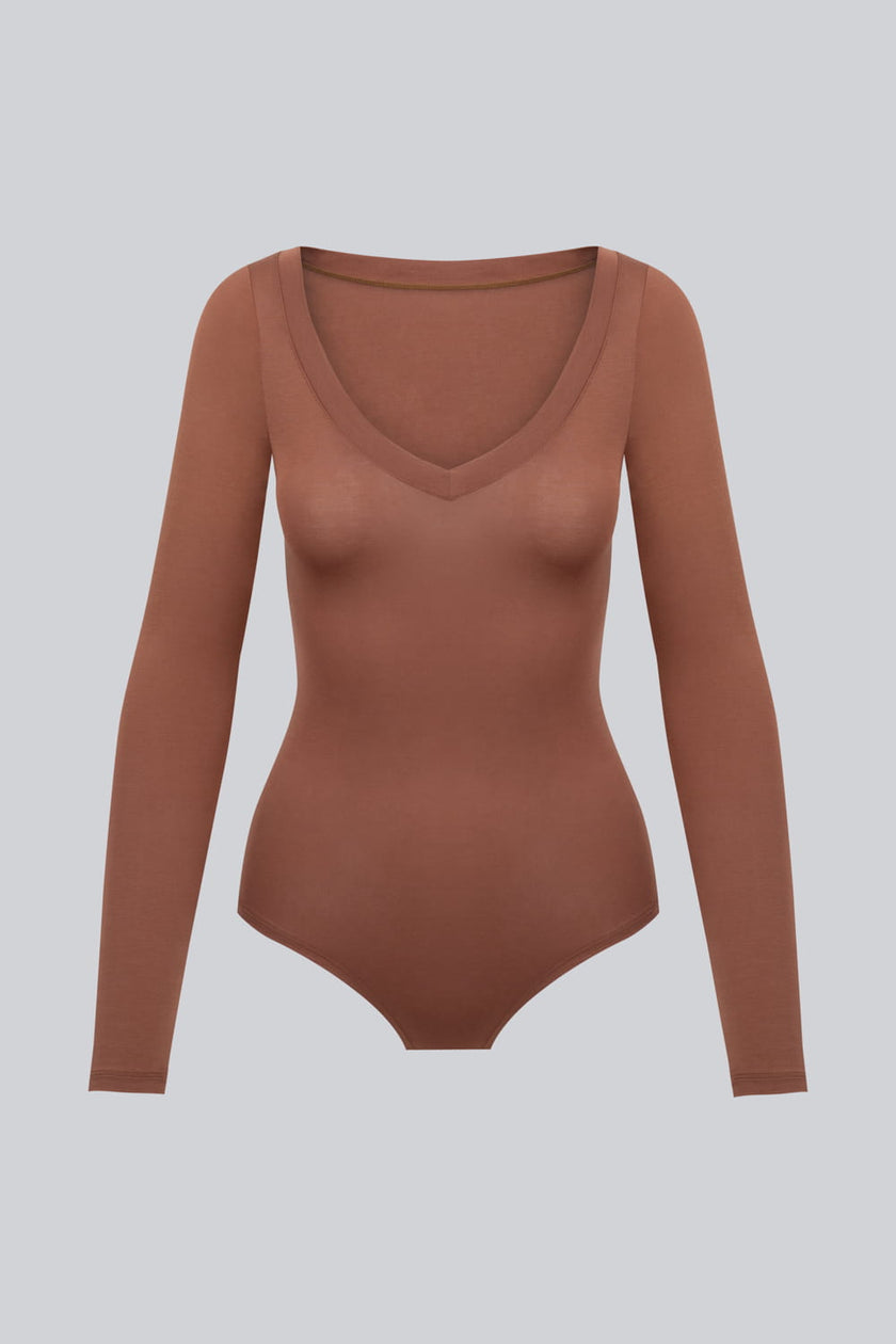 Body Miss Invisible Longsleeve V-neck Chocolate