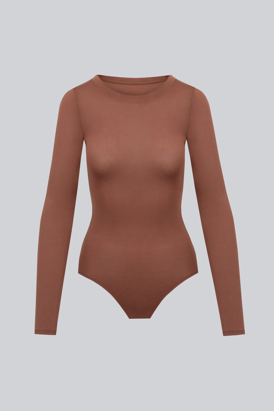 Miss Invisible Long-Sleeved C-Neck Bodysuit – Chocolate