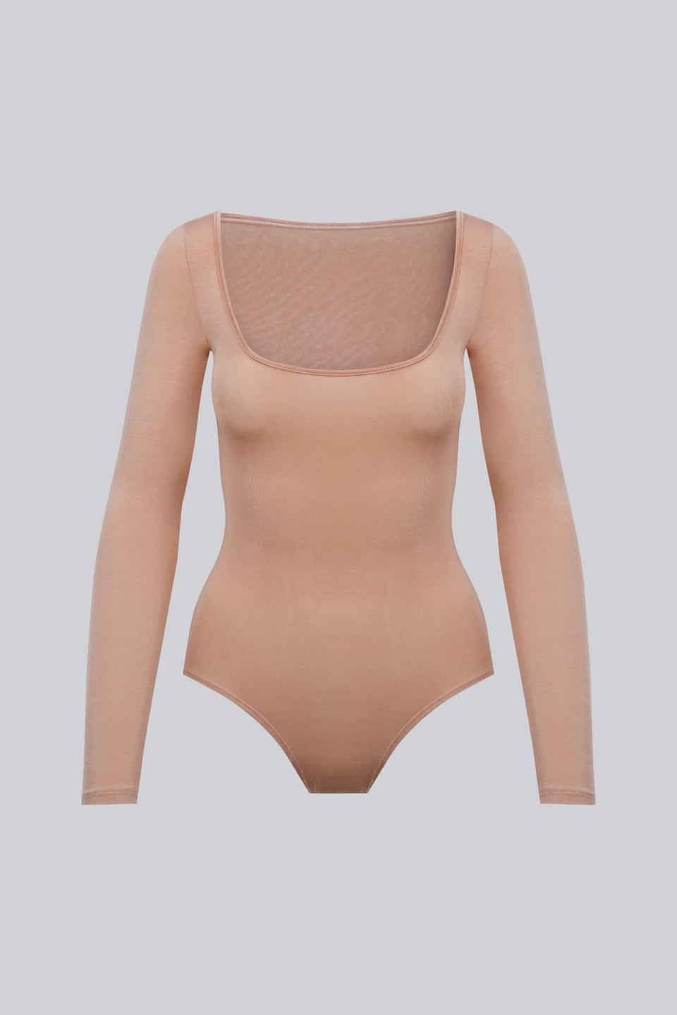 Miss Invisible Long-Sleeved U-Neck Bodysuit in Nude
