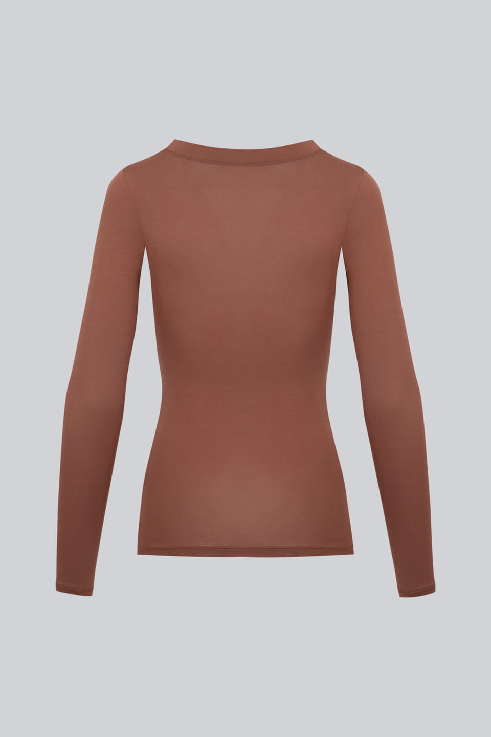Miss Invisible C-neck long-sleeved top in chocolate