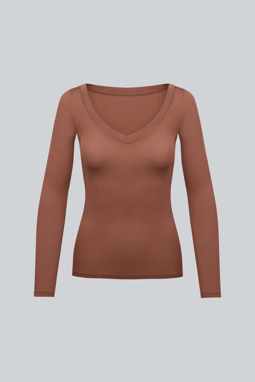Longsleeve Miss Invisible V-neck Chocolate