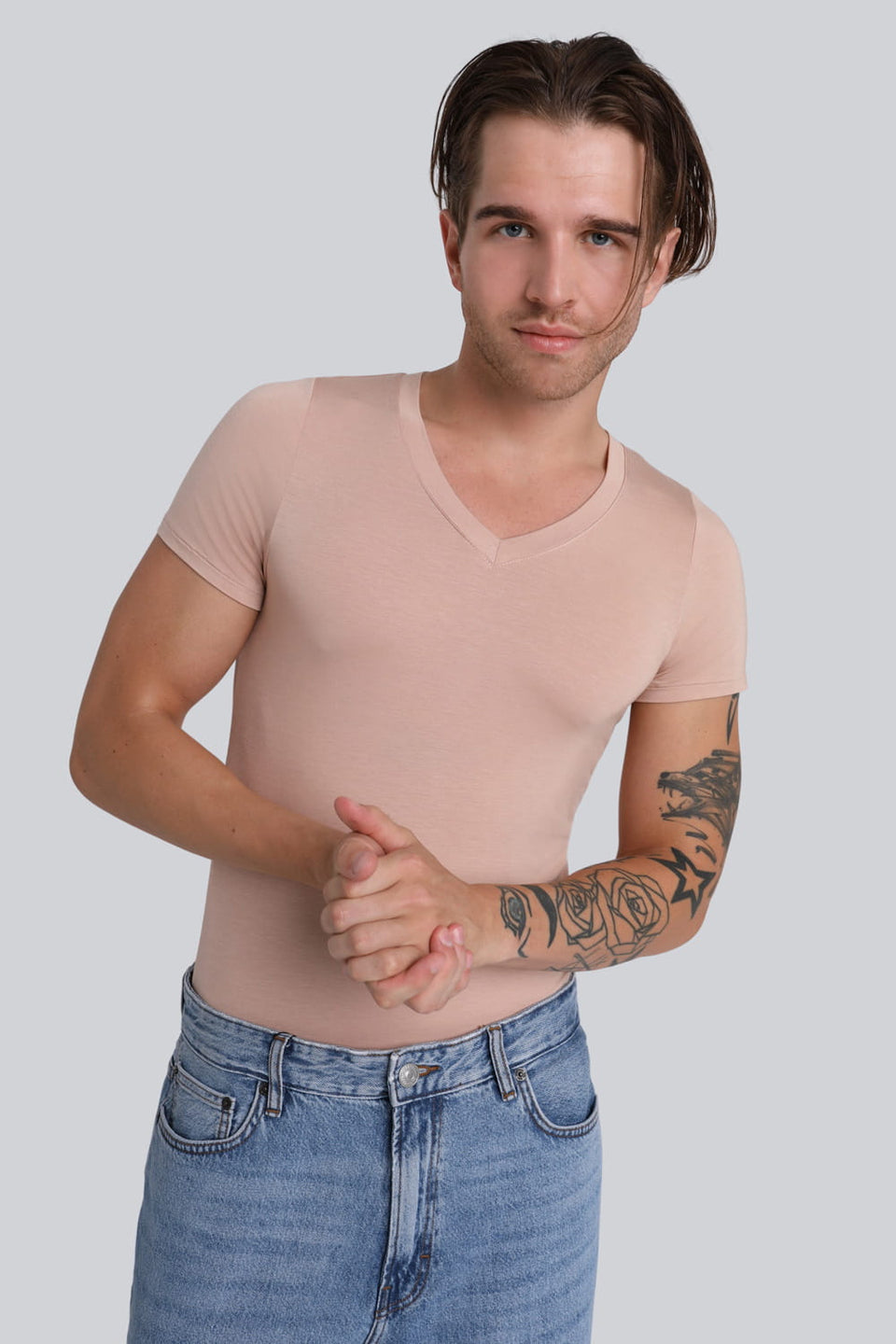 T-shirt Mr Invisible V-neck Cappuccino