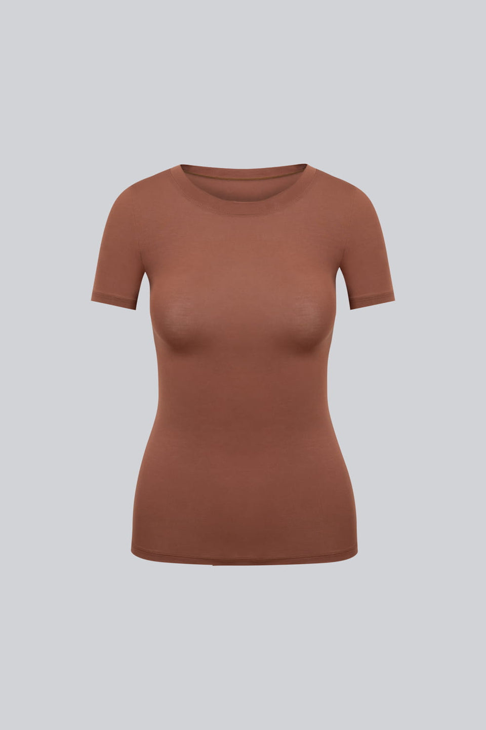 Miss Invisible C-neck T-shirt in Chocolate