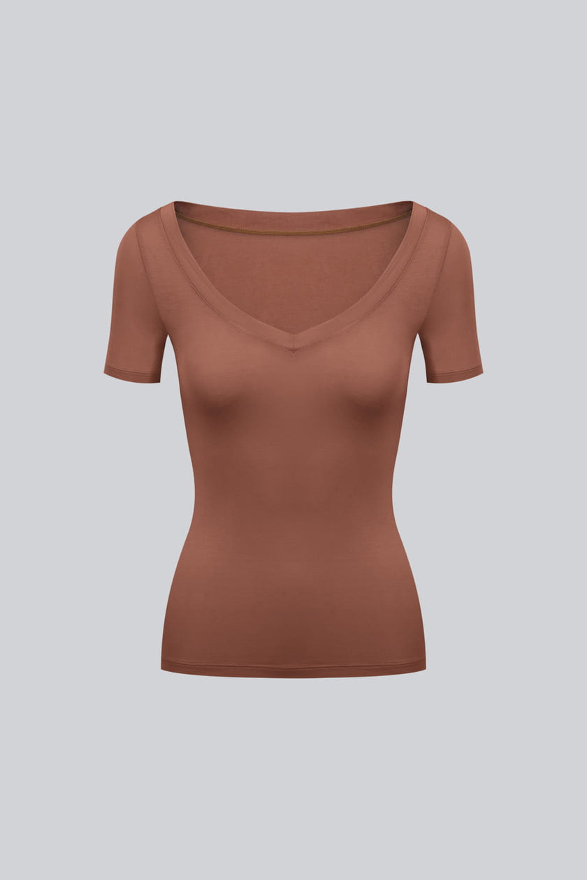 T-shirt Miss invisible V-neck Chocolate