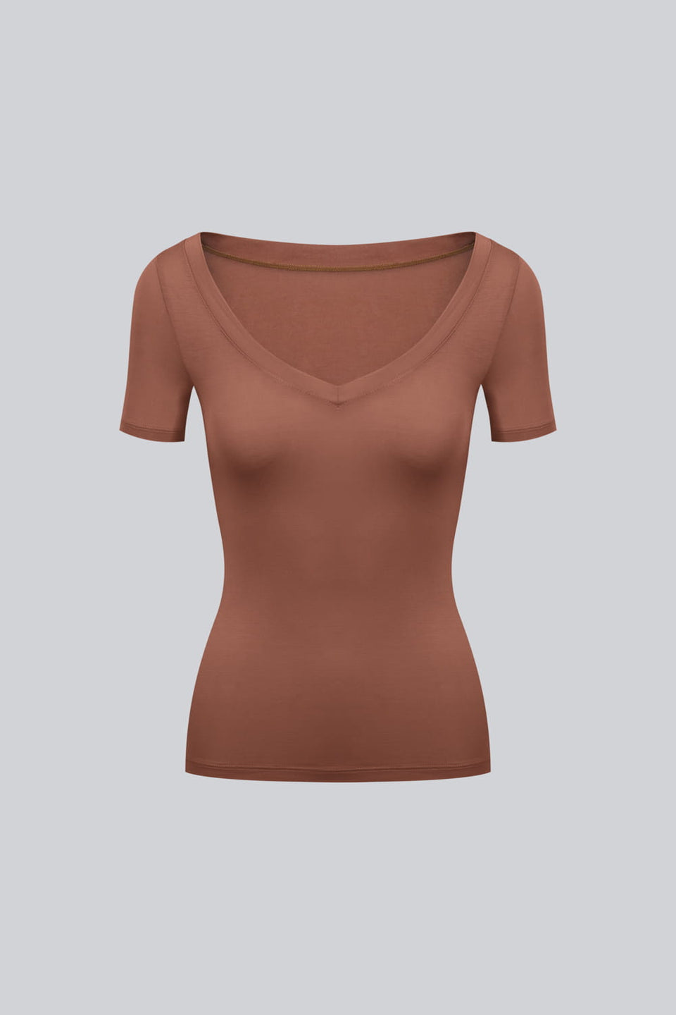 Miss Invisible V-neck T-shirt in Chocolate