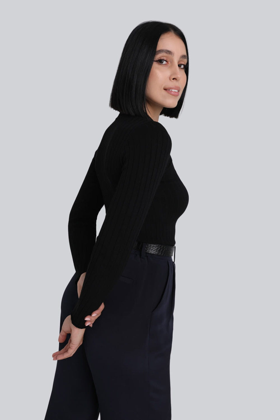 Miss Polo Black Long-Sleeved Top
