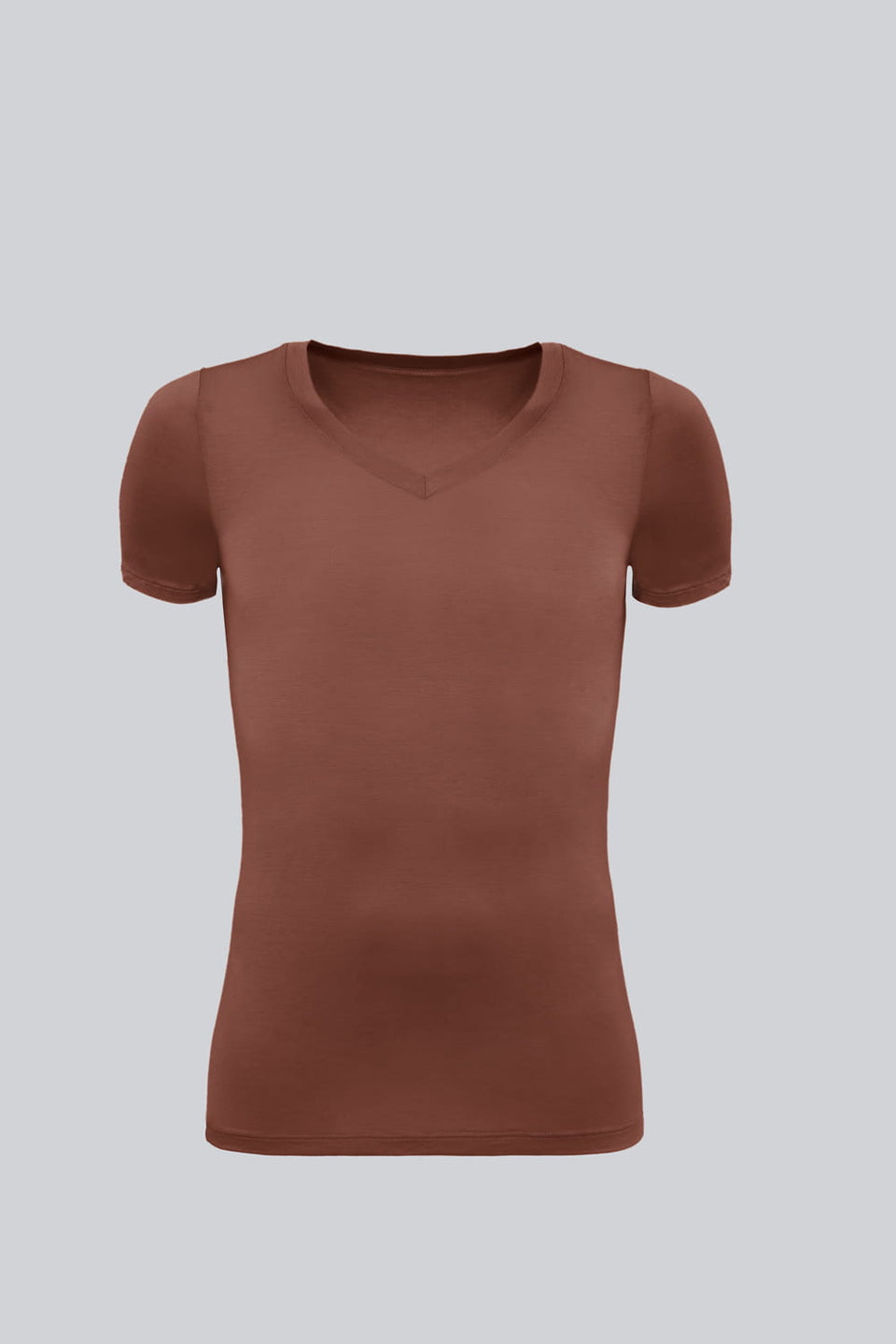 Mr Invisible V-neck T-shirt in Chocolate