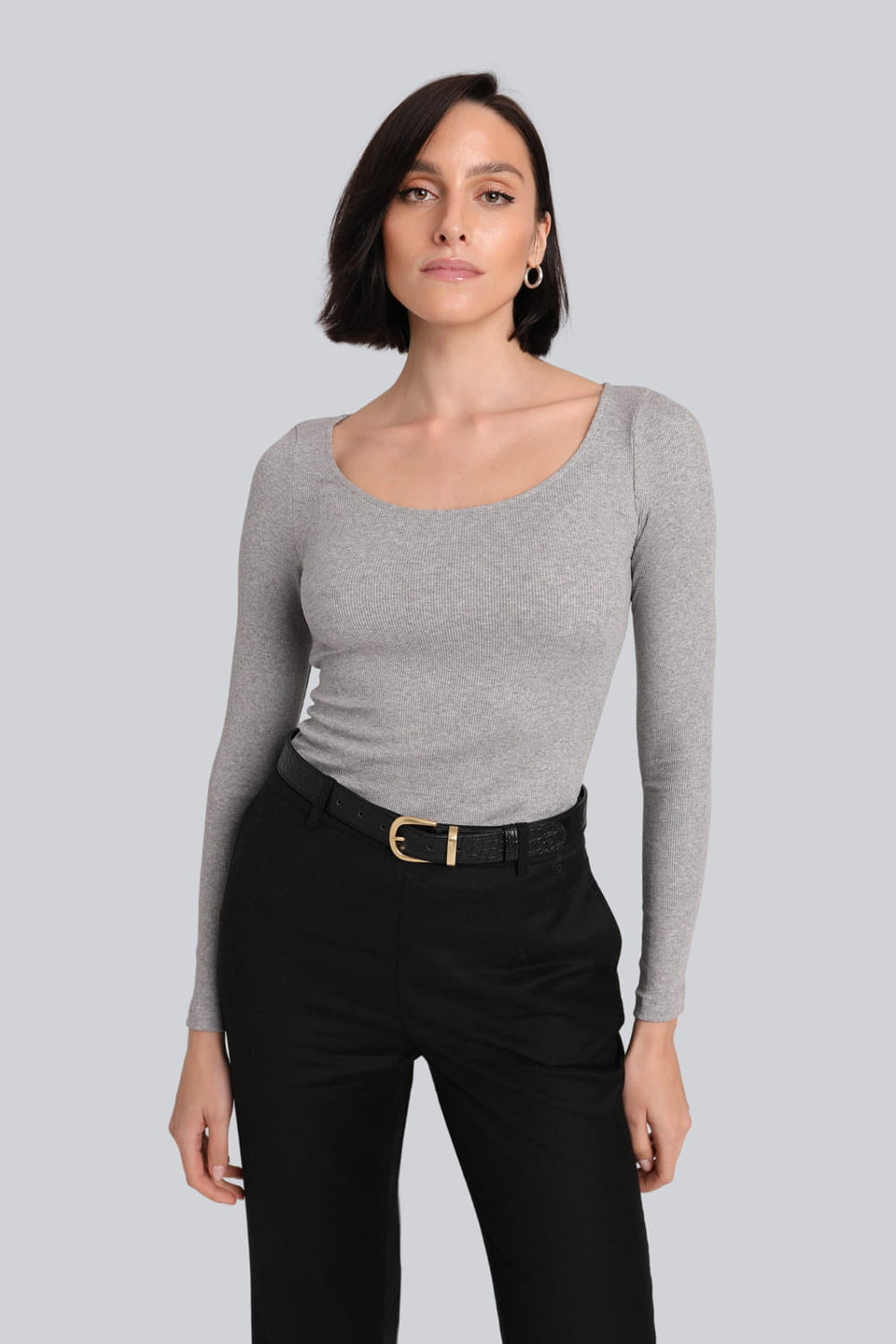Miss Delicate Long-Sleeved Top in Melange Grey