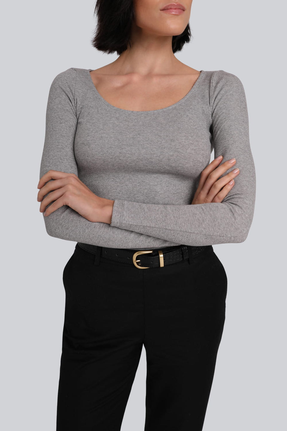 Miss Delicate Long-Sleeved Top in Melange Grey