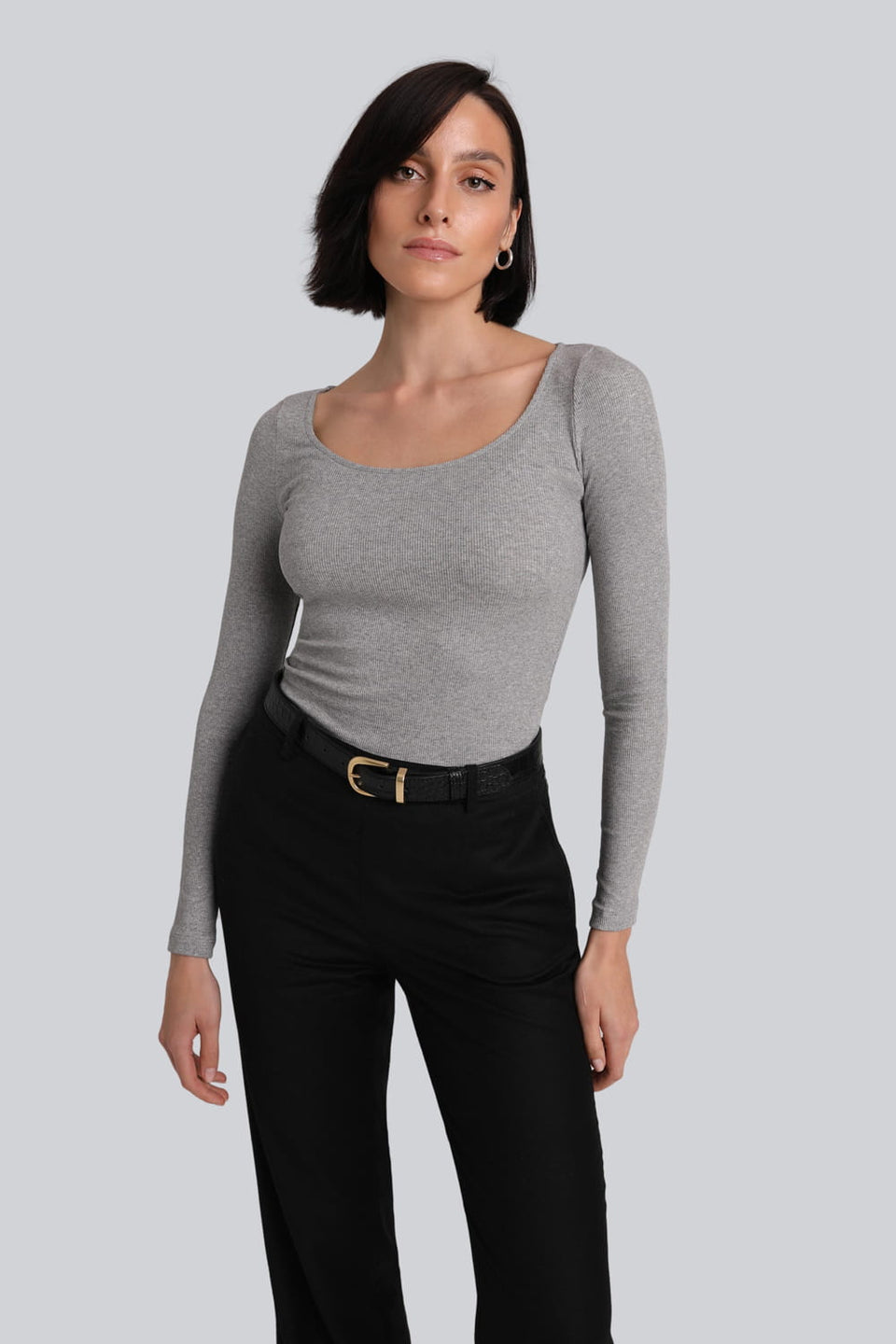 Miss Delicate Long-Sleeved Top in Melange Grey