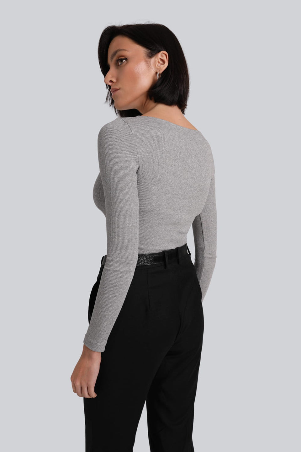 Miss Delicate Long-Sleeved Top in Melange Grey