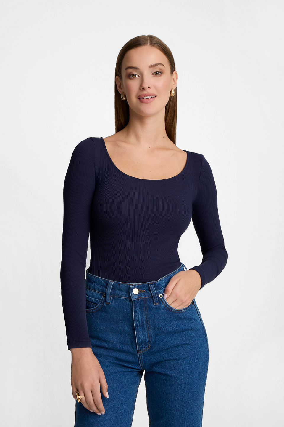 Miss Delicate Navy Long-Sleeved Top
