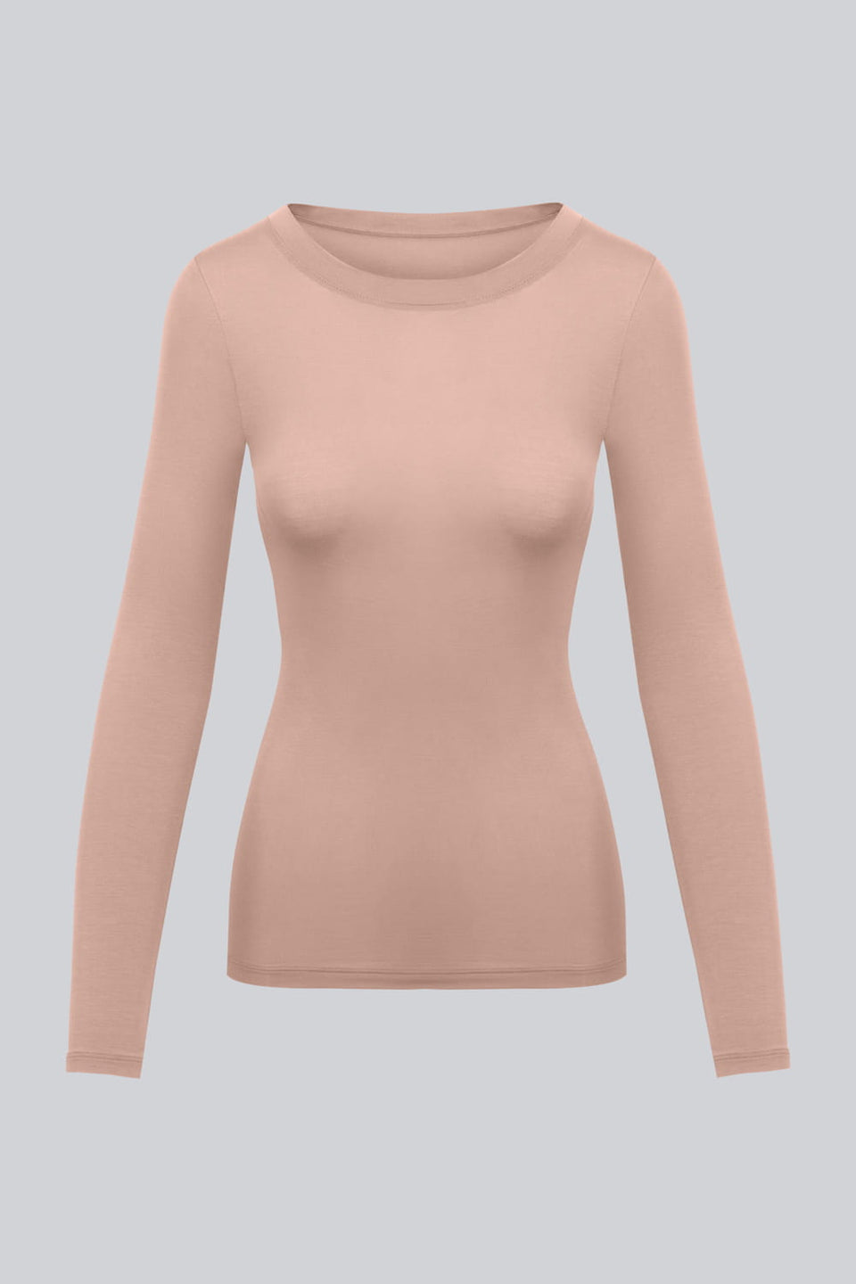 Miss Invisible C-neck long-sleeved top in Cappuccino