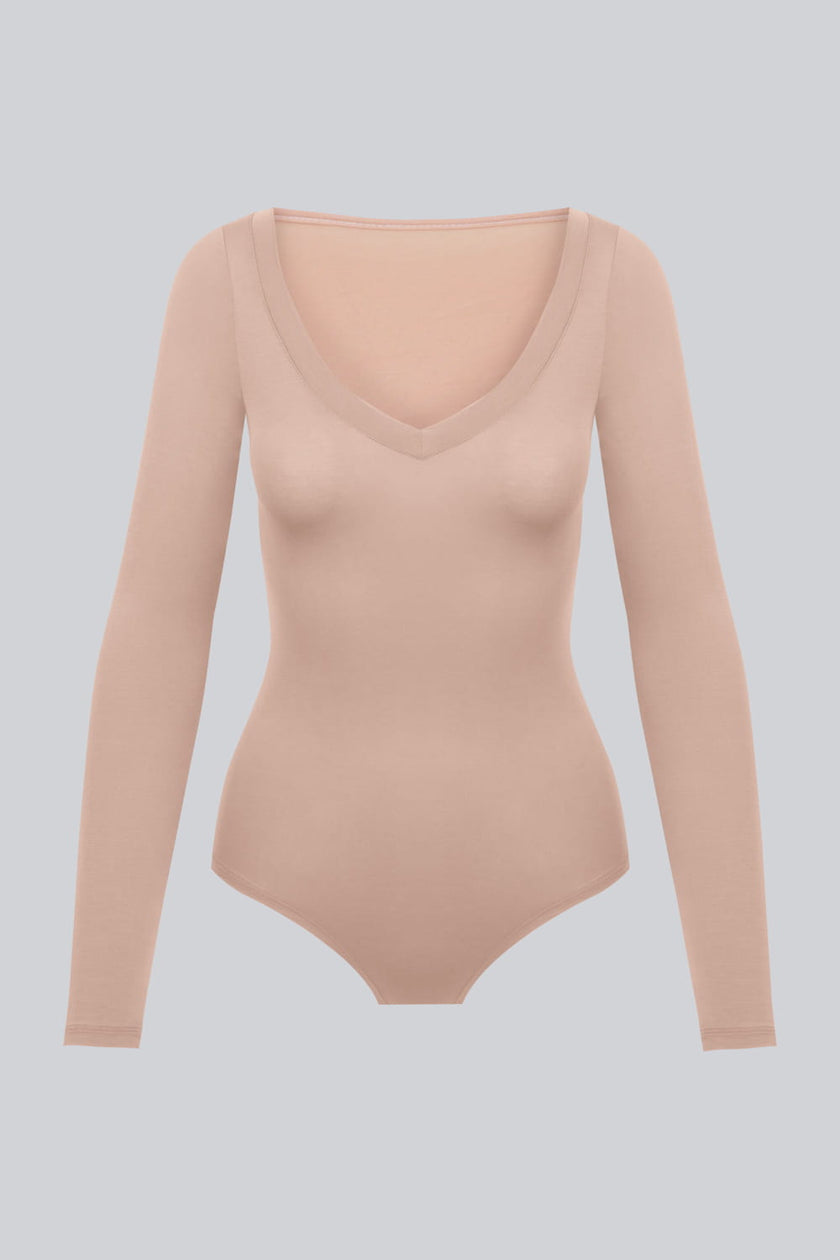 Body Miss Invisible Longsleeve V-neck Cappuccino
