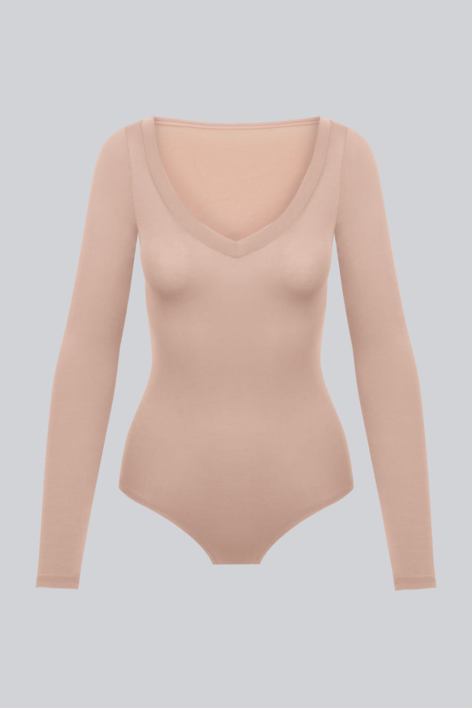 Miss Invisible Long-Sleeve V-Neck Bodysuit – Cappuccino