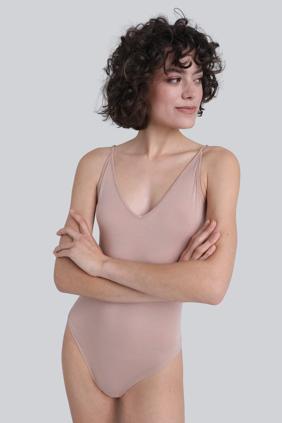 Miss Intimacy Open Back Bodysuit in Cappuccino