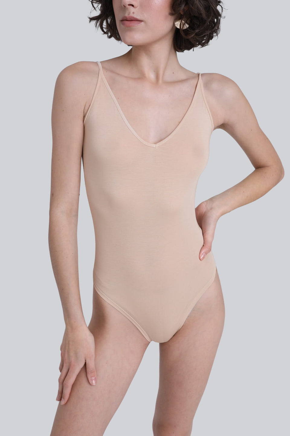 Miss Intimacy Open Back Sand Bodysuit