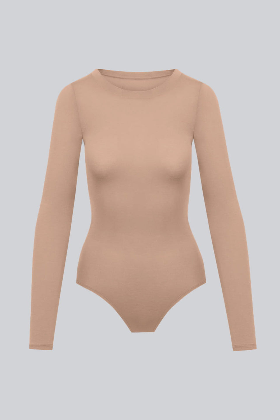 Miss Invisible Long-Sleeved C-Neck Bodysuit in Nude