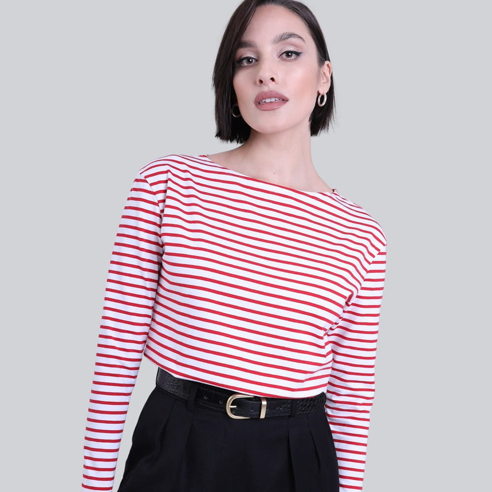 Miss Frenchie Red Stripes Long-Sleeved Top