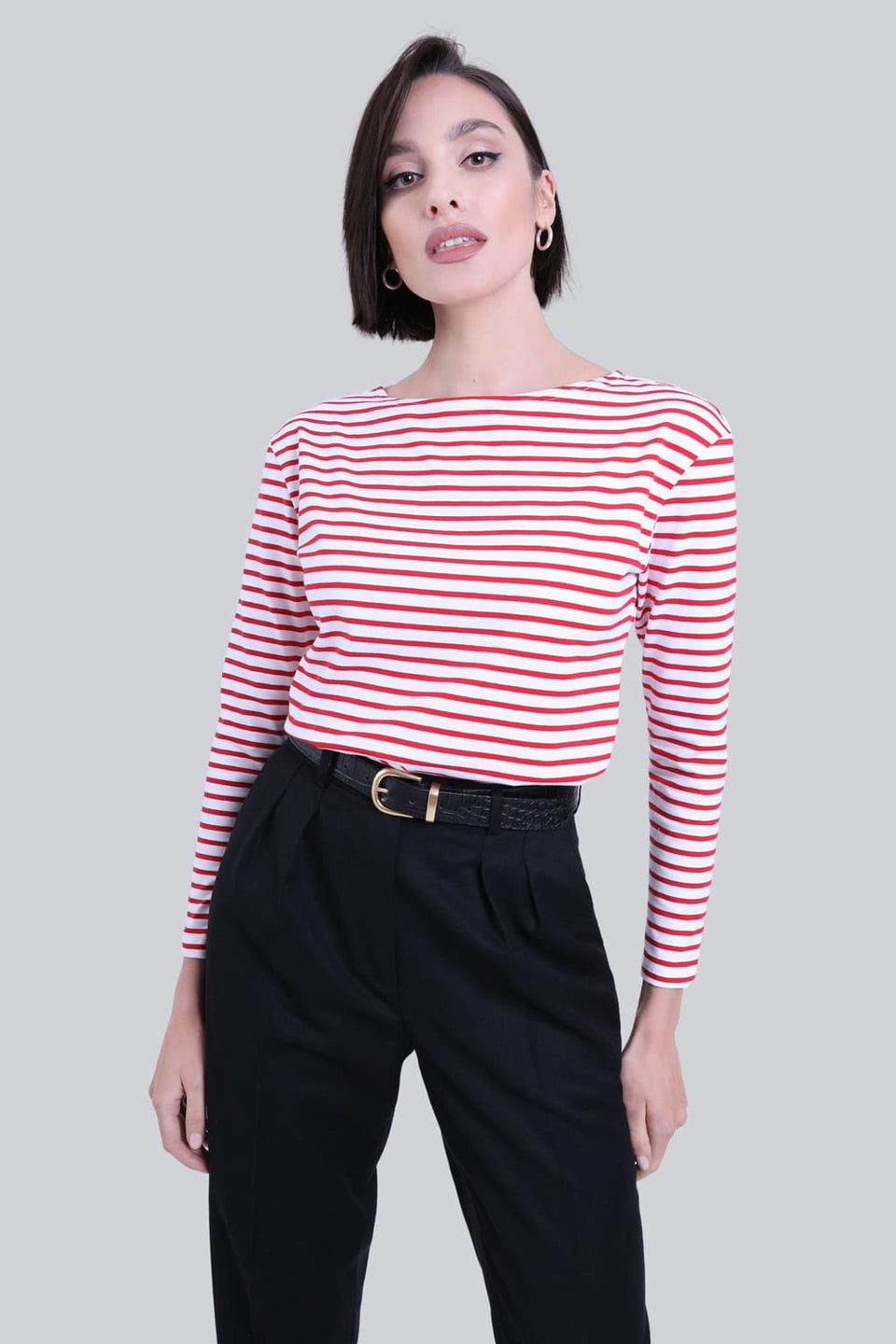 Miss Frenchie Red Stripes Long-Sleeved Top