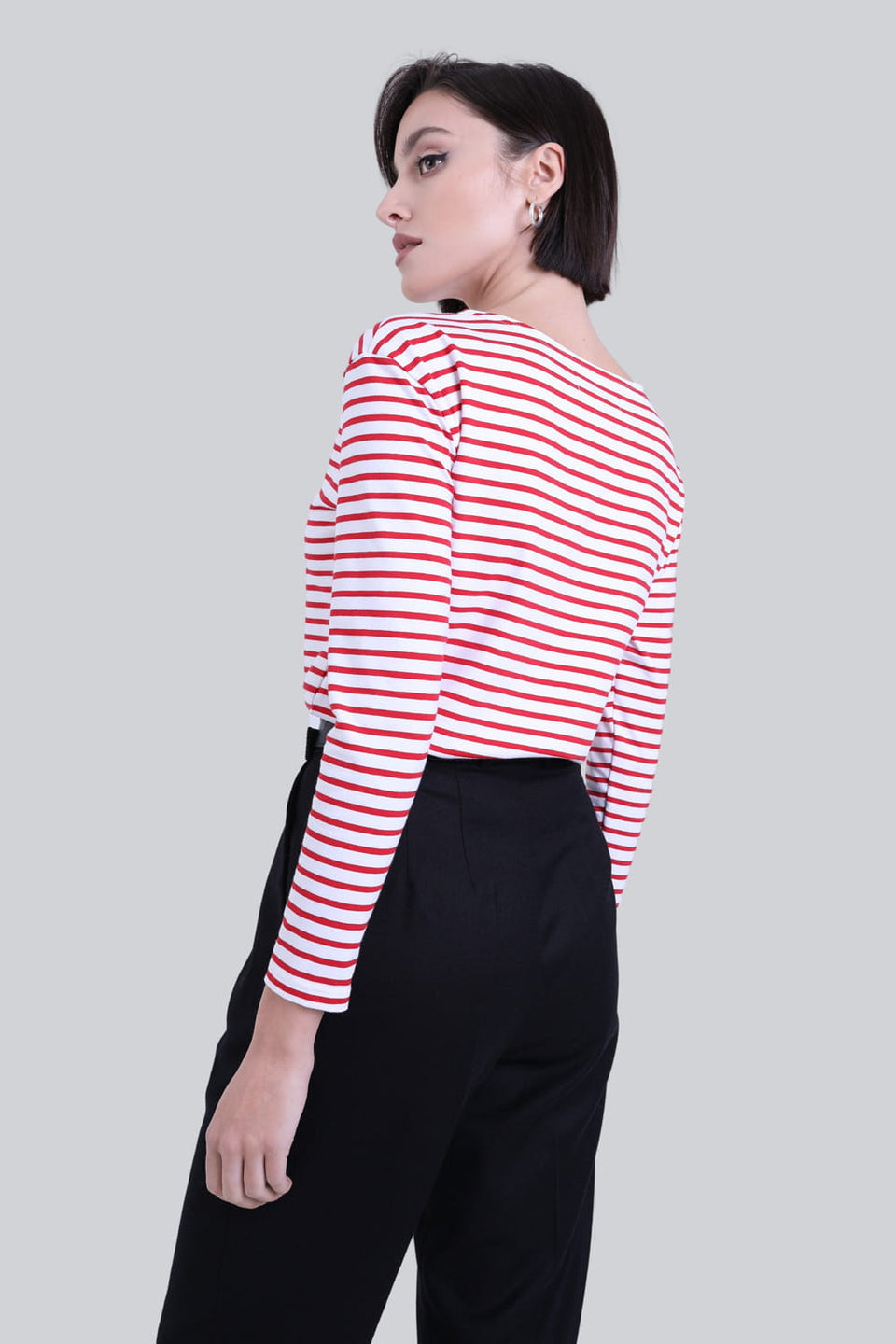 Miss Frenchie Red Stripes Long-Sleeved Top