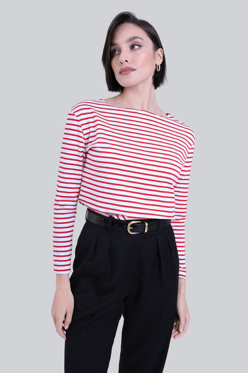 Miss Frenchie Red Stripes Long-Sleeved Top