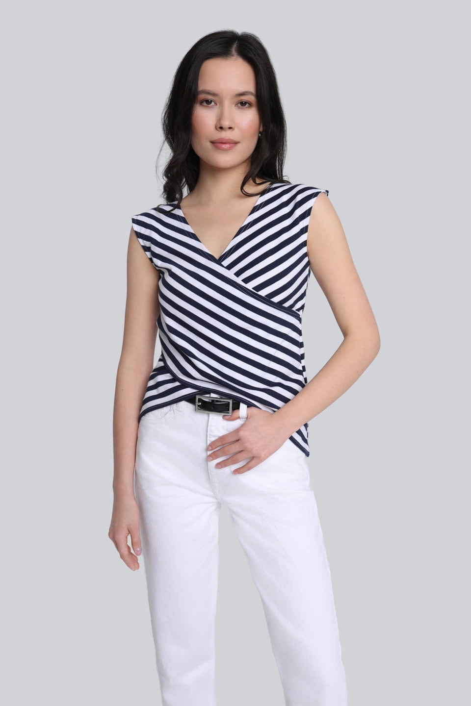 Top Miss Striped Navy Stripes