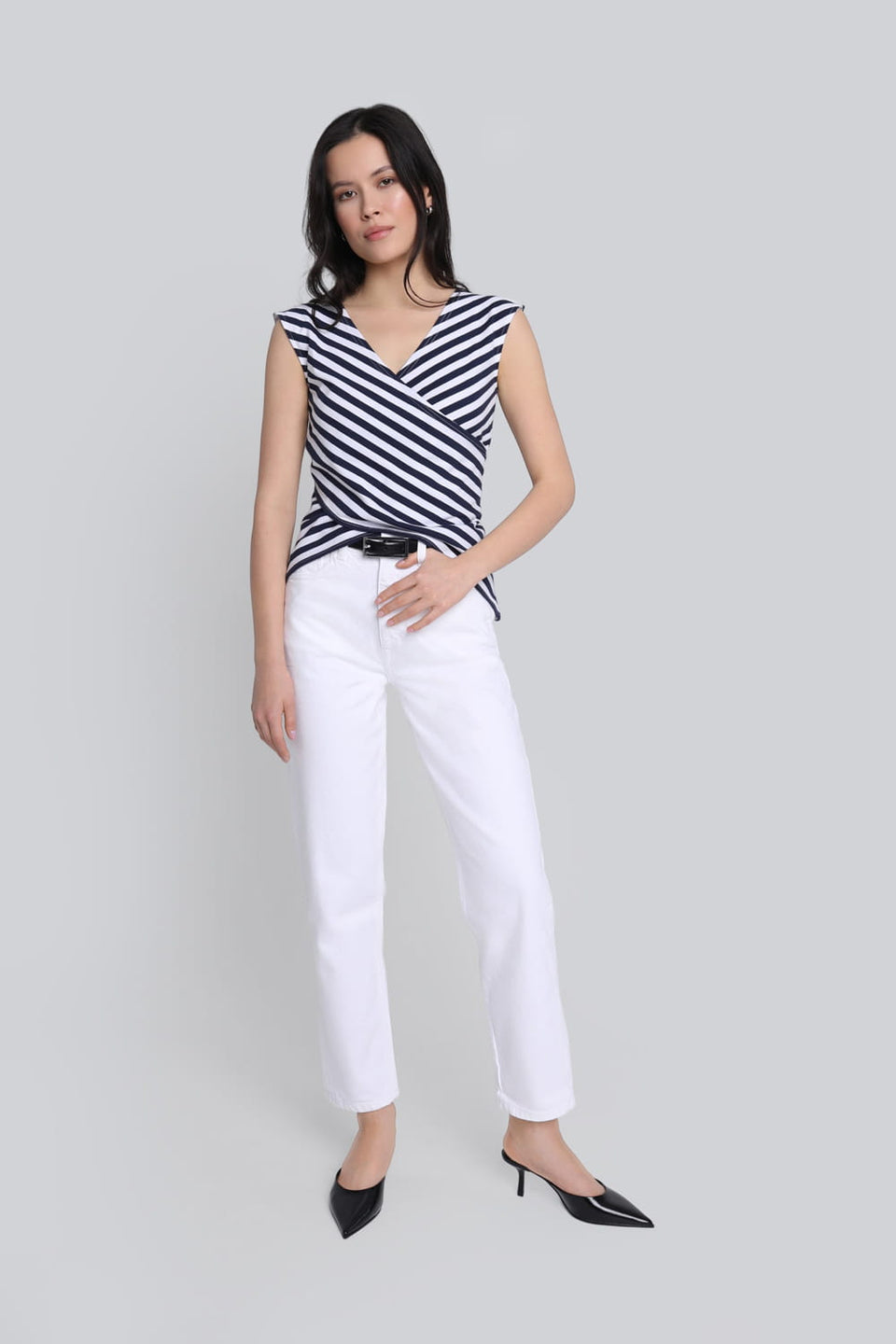 Top Miss Striped Navy Stripes