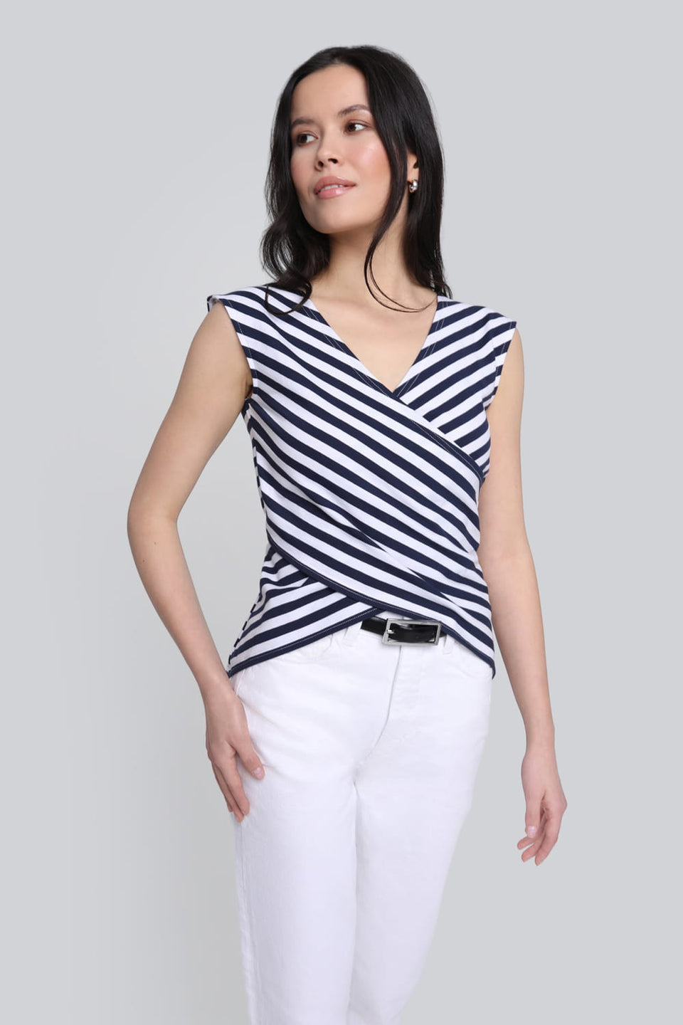 Top Miss Striped Navy Stripes