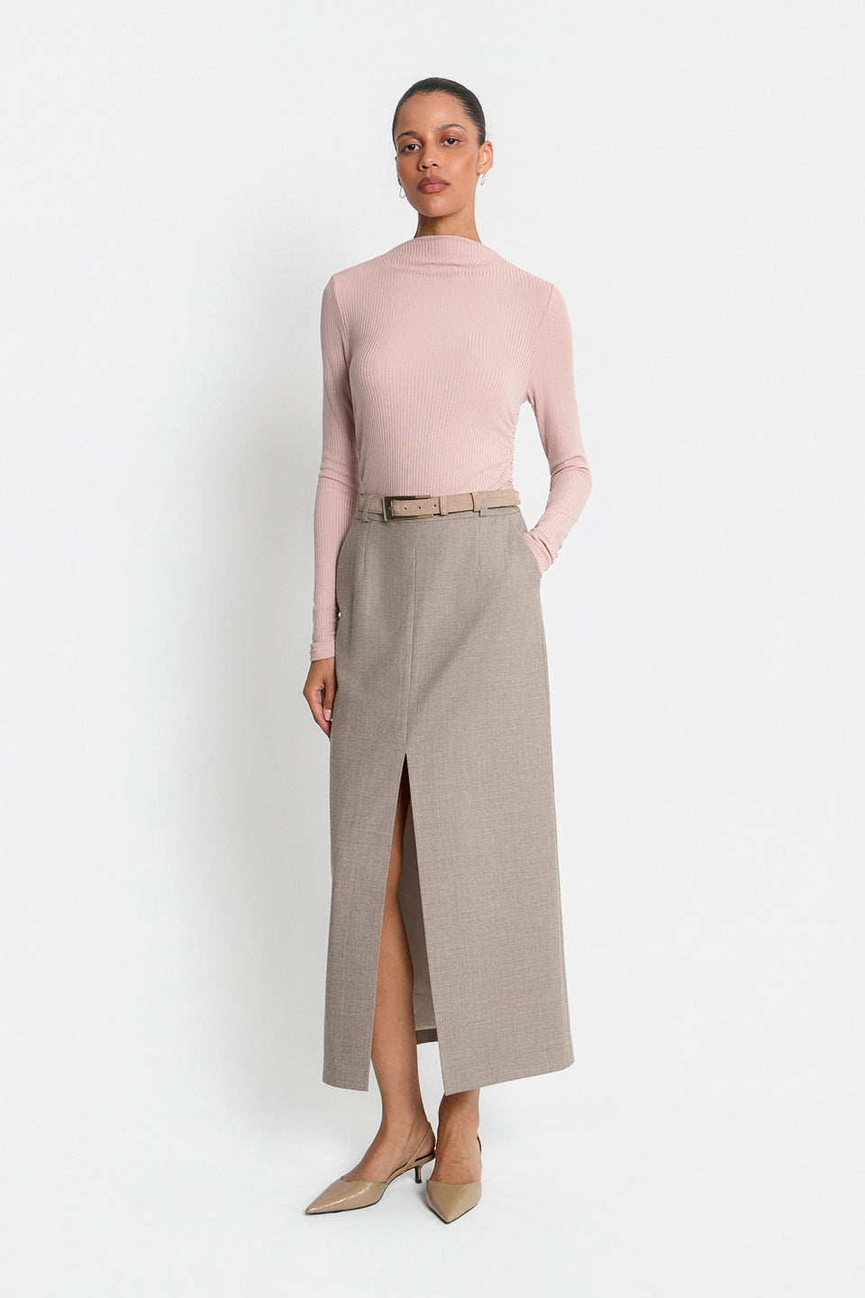 Miss Betty Dusty Pink Turtleneck