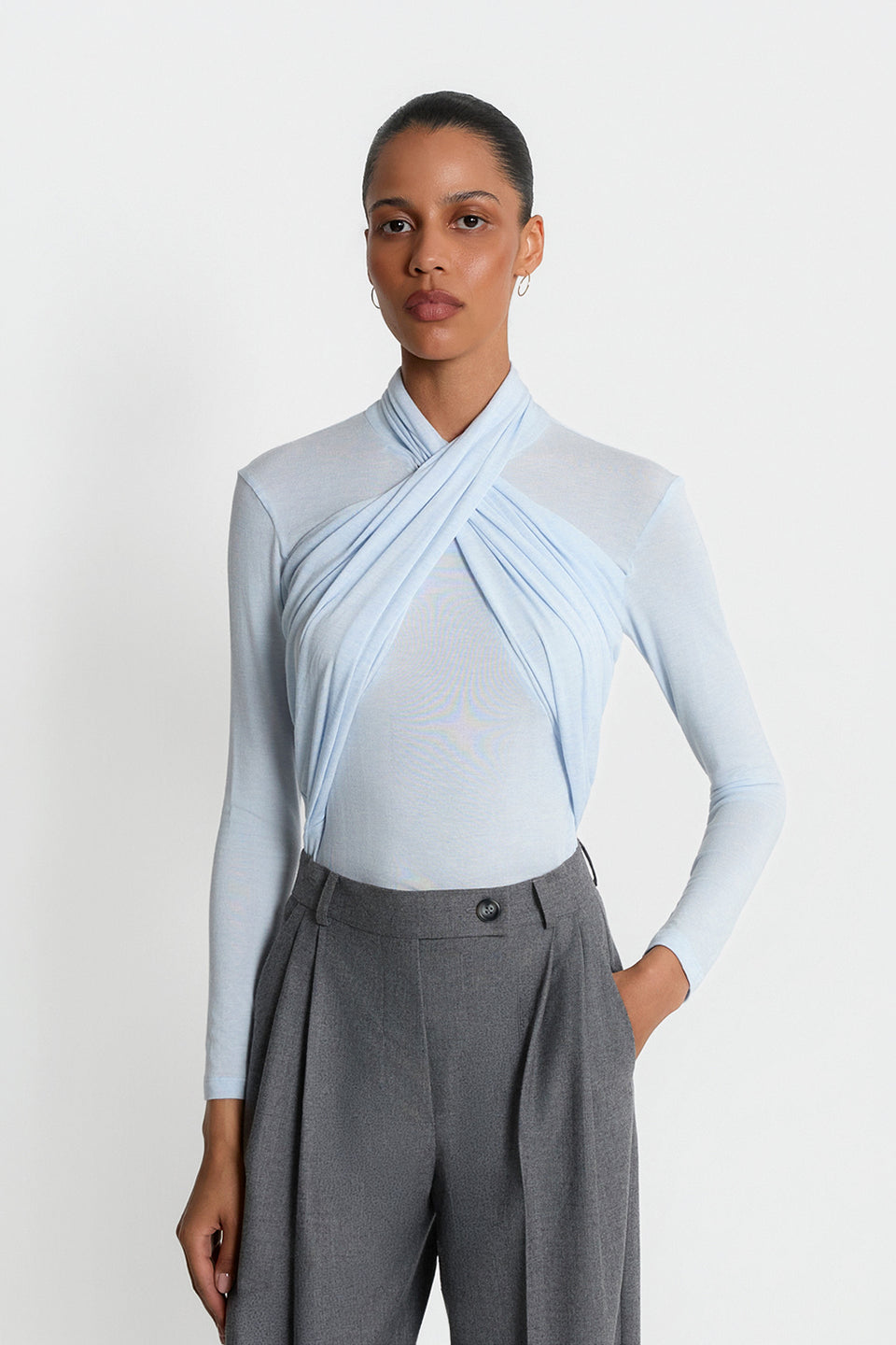 Miss Sharon Light Blue Turtleneck