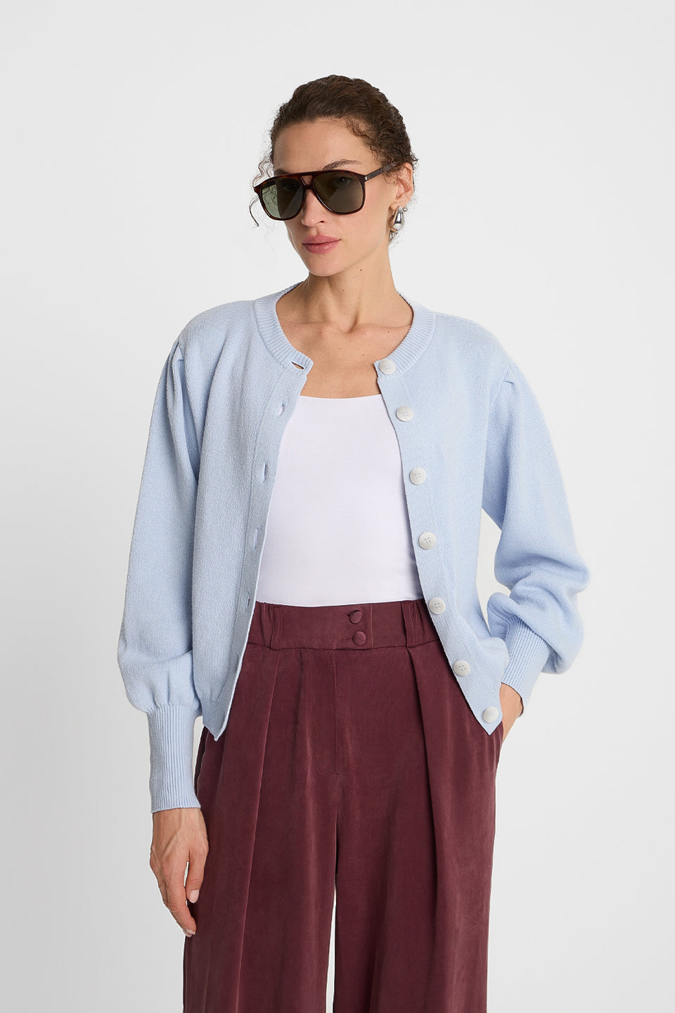 Miss Chic Light Blue Cardigan