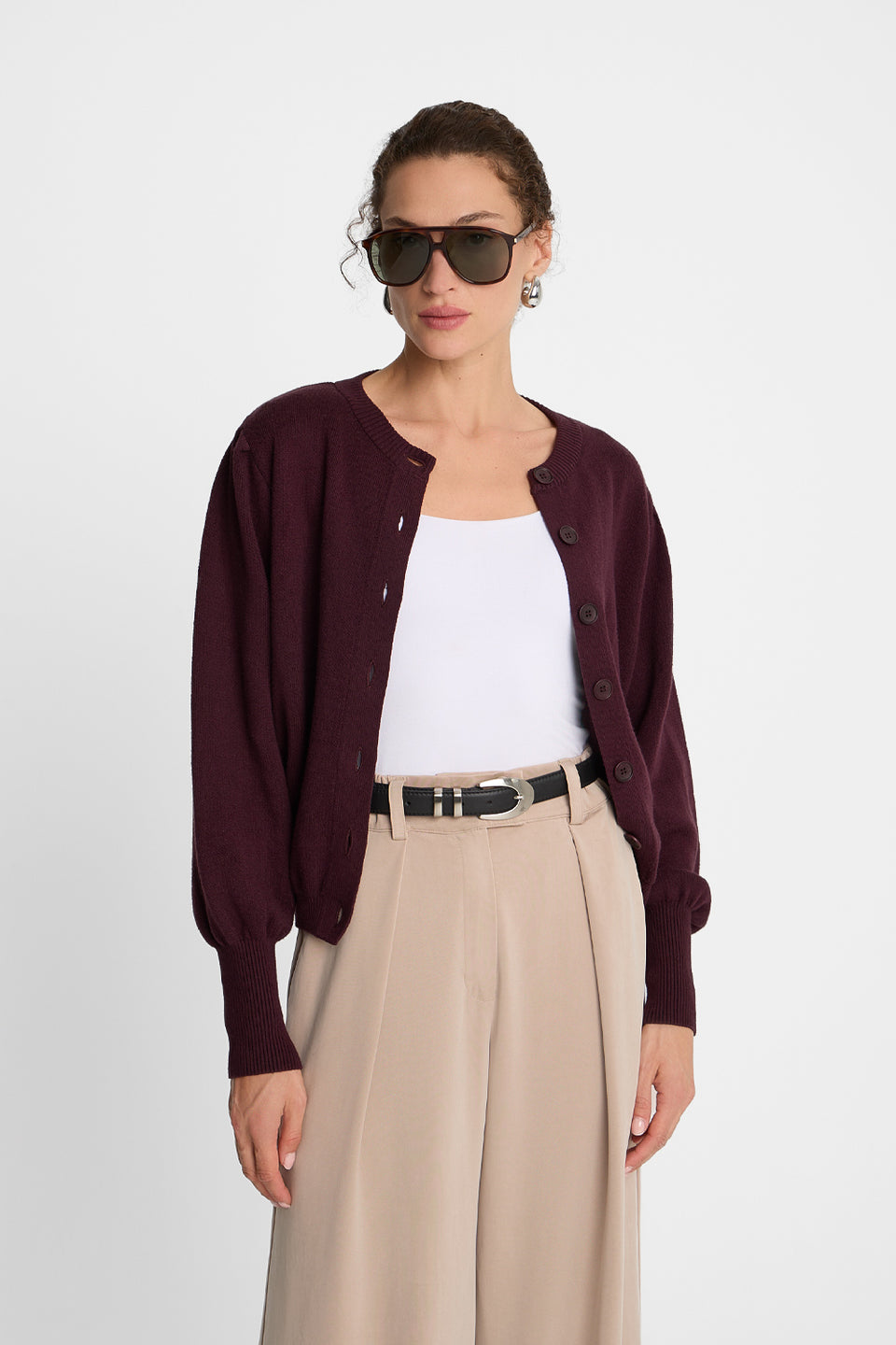 Miss Chic Plum Cardigan