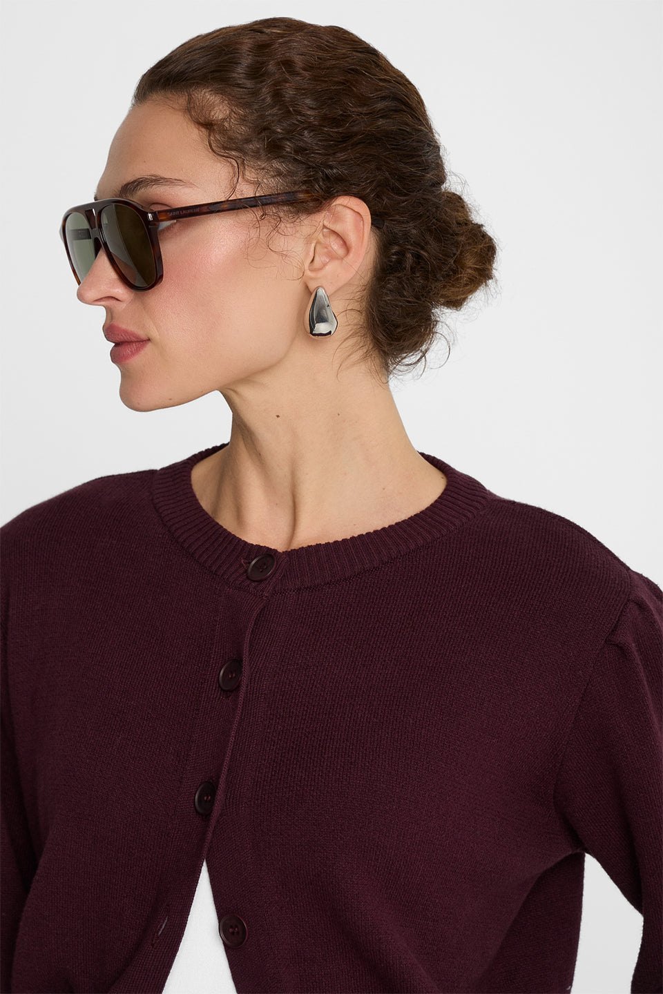 Miss Chic Plum Cardigan