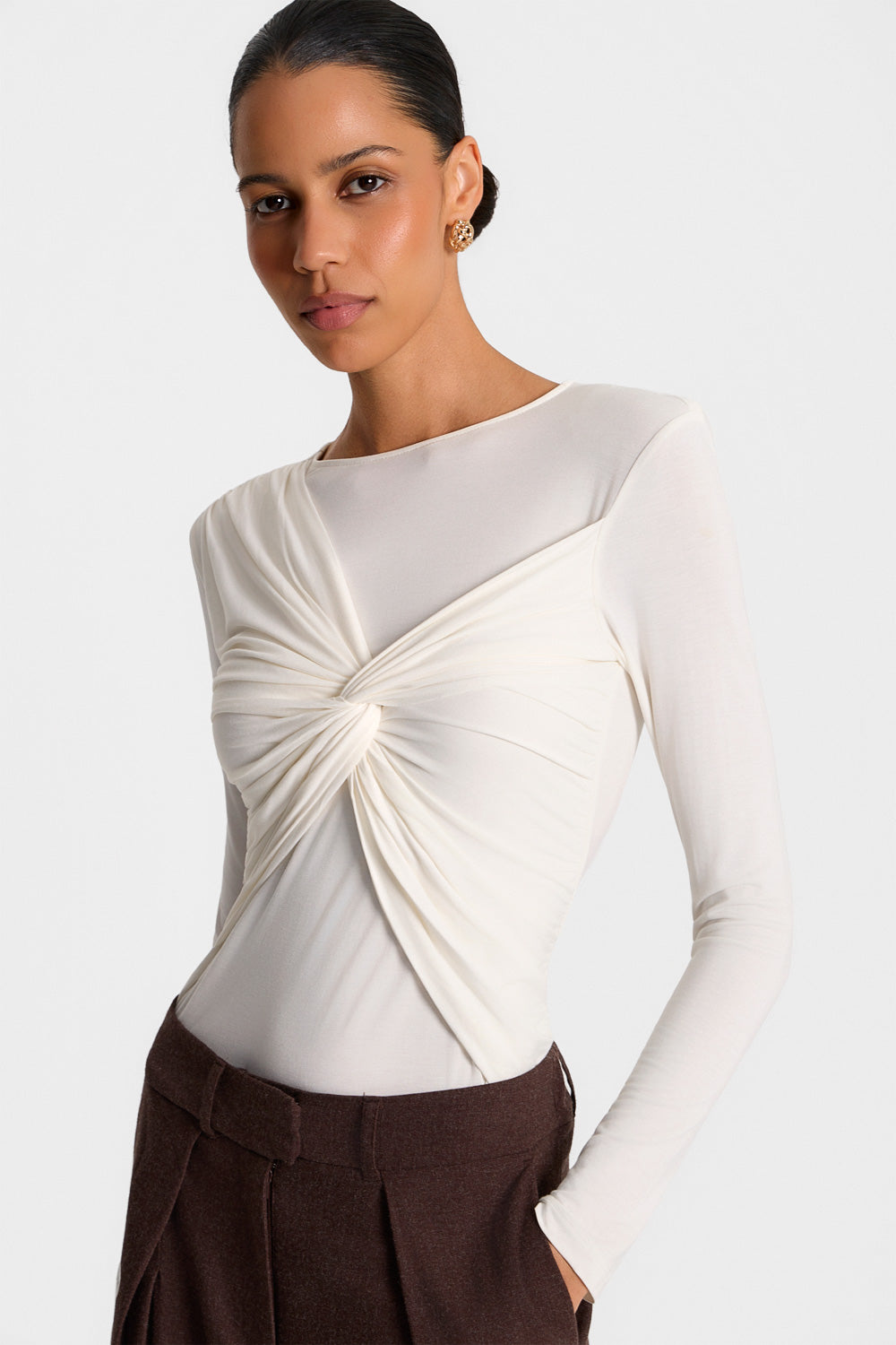 Miss Desert Off-White Long-Sleeved Top