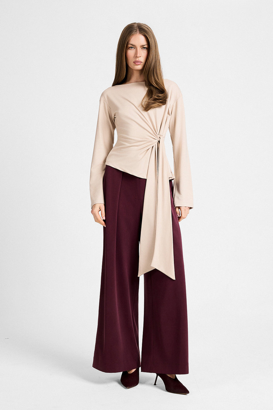 Miss Gaya Beige Long-sleeved Top