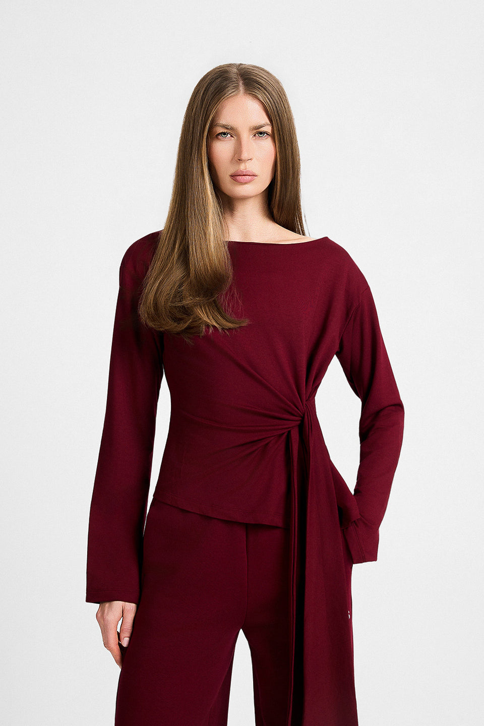 Miss Gaya Burgundy Long-sleeved Top