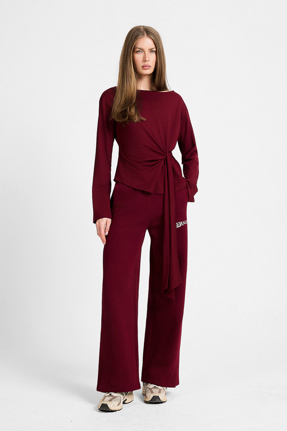 Miss Gaya Burgundy Long-sleeved Top