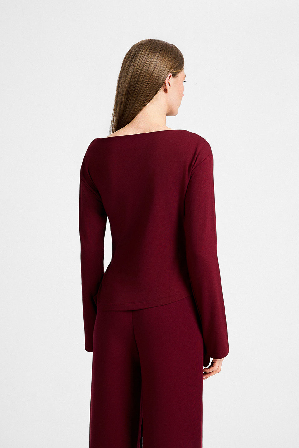 Miss Gaya Burgundy Long-sleeved Top