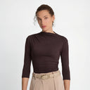 Miss Sculptural Dark Chocolate Long-Sleeved Top