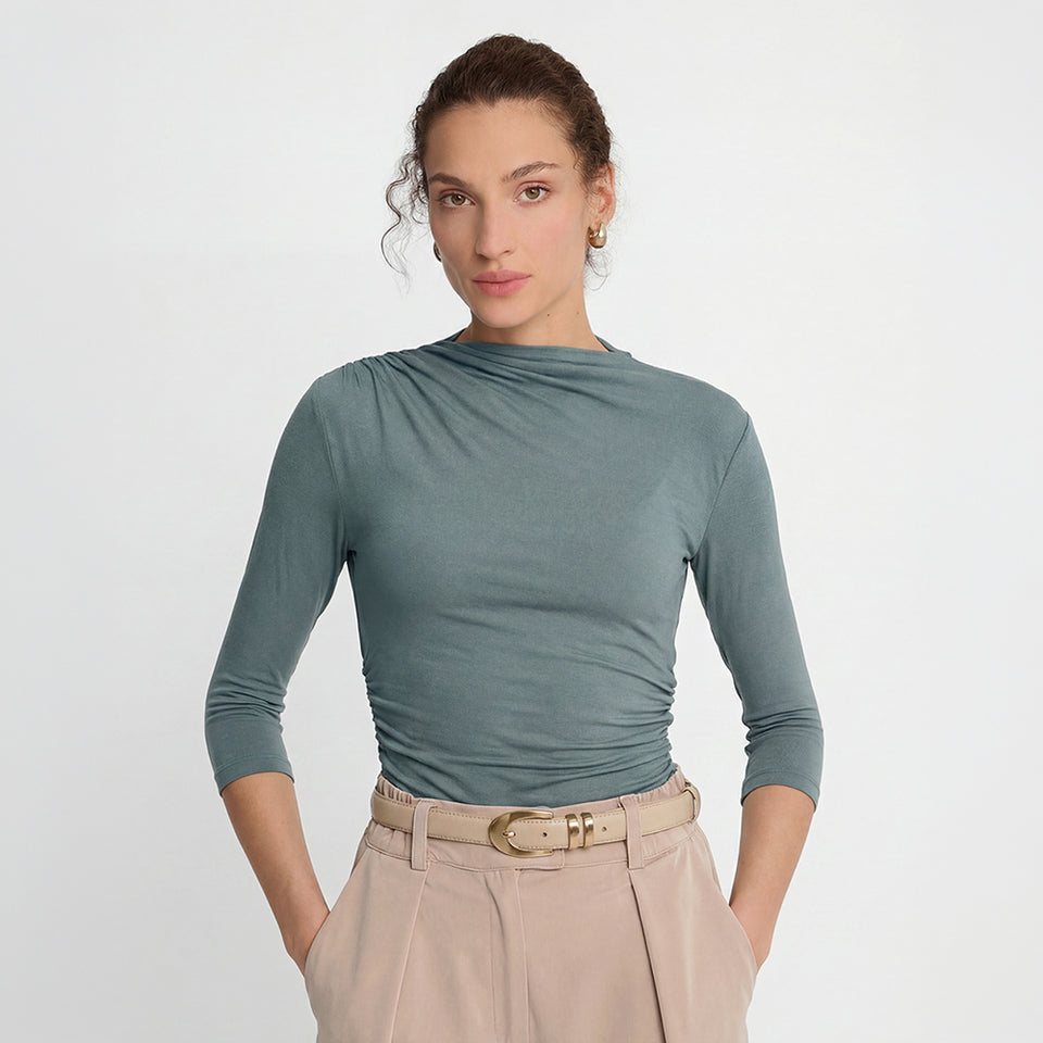 Miss Sculptural Olive Long-Sleeved Top