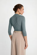 Miss Sculptural Olive Long-Sleeved Top
